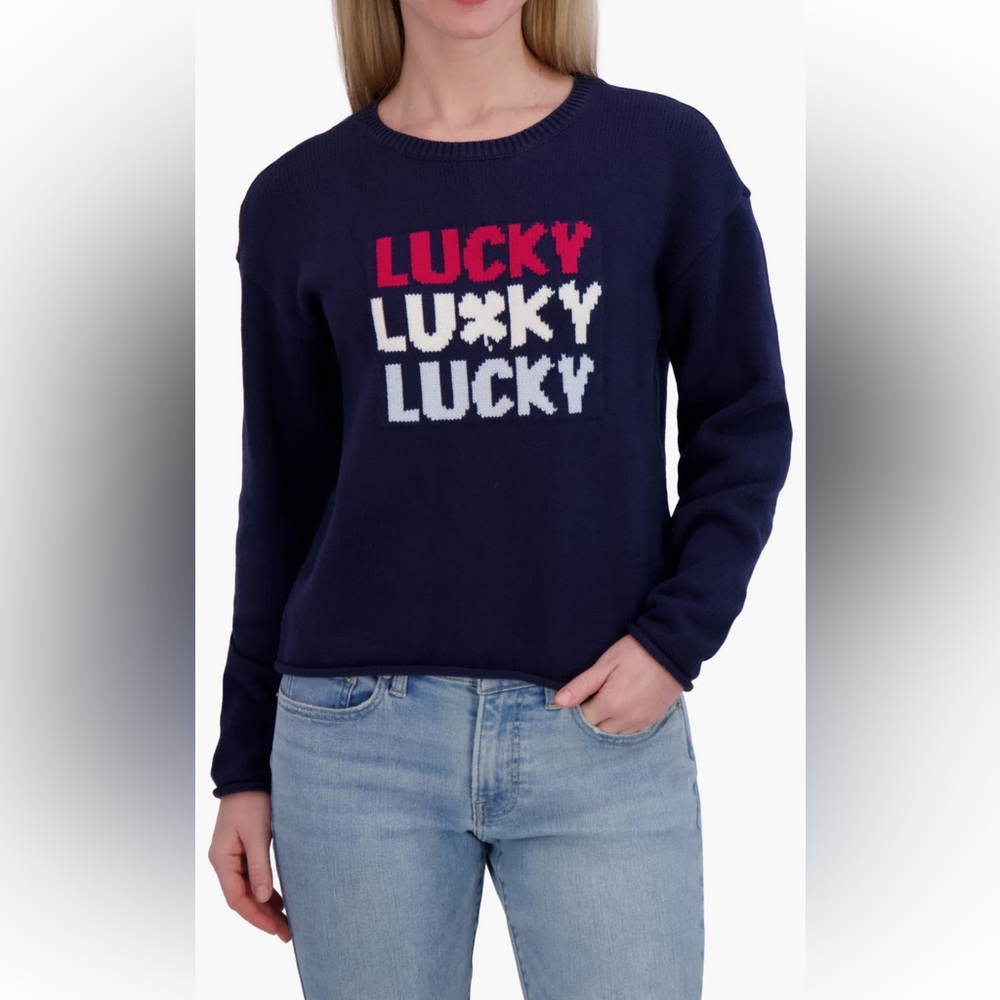NWOT Lucky Brand Americana Crewneck
Sweater Navy Sz: M